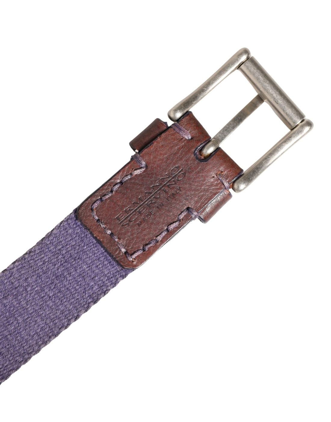 Ermanno Scervino Men Purple Canvas Silver Metal Buckle Belt - RIMODA
