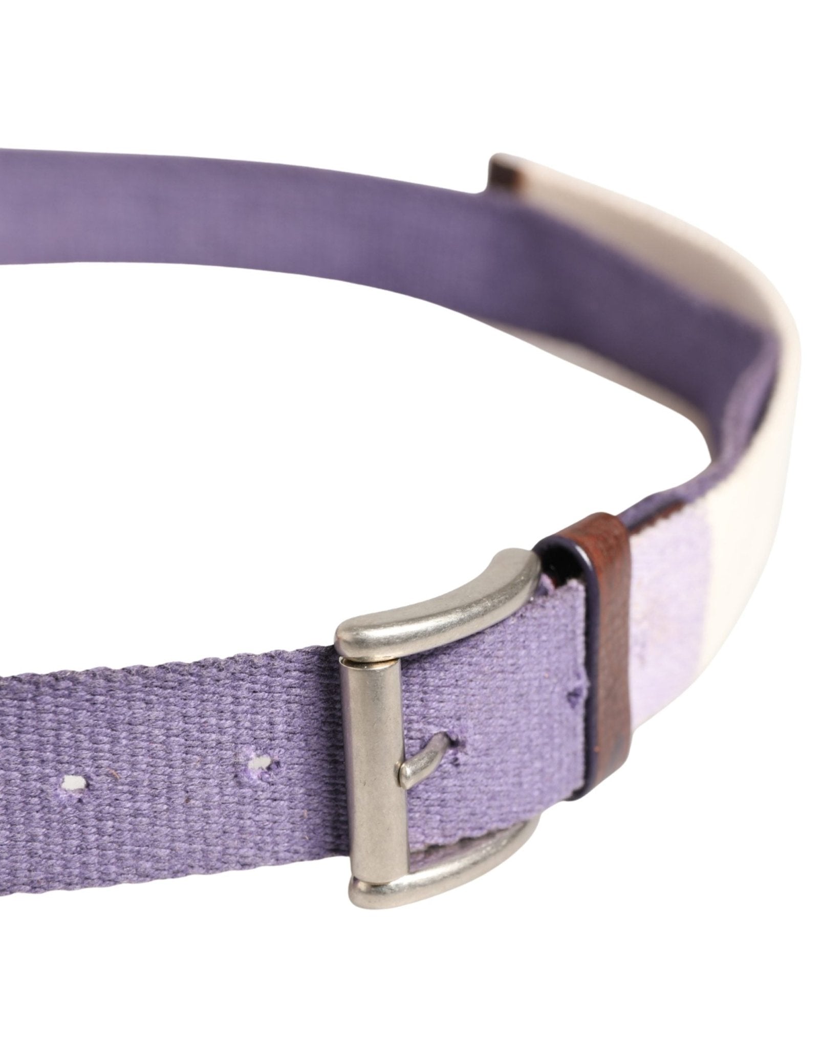 Ermanno Scervino Men Purple Canvas Silver Metal Buckle Belt - RIMODA