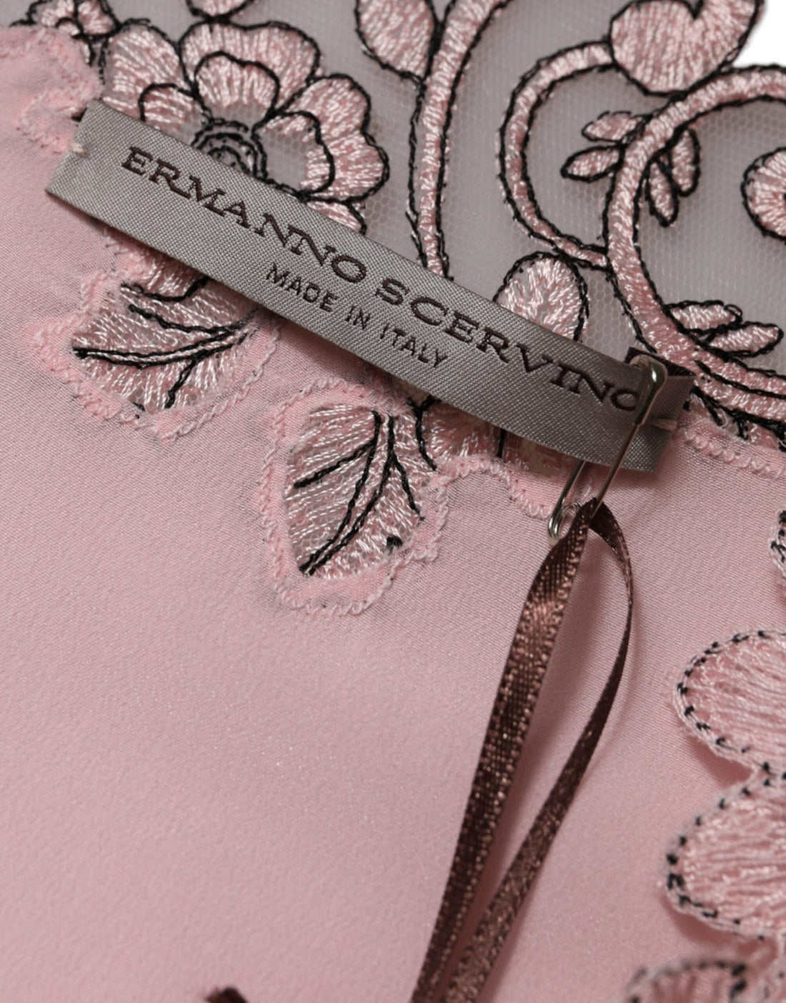 Ermanno Scervino Pink Floral Lace Short Sleeves V-neck Midi Dress - RIMODA