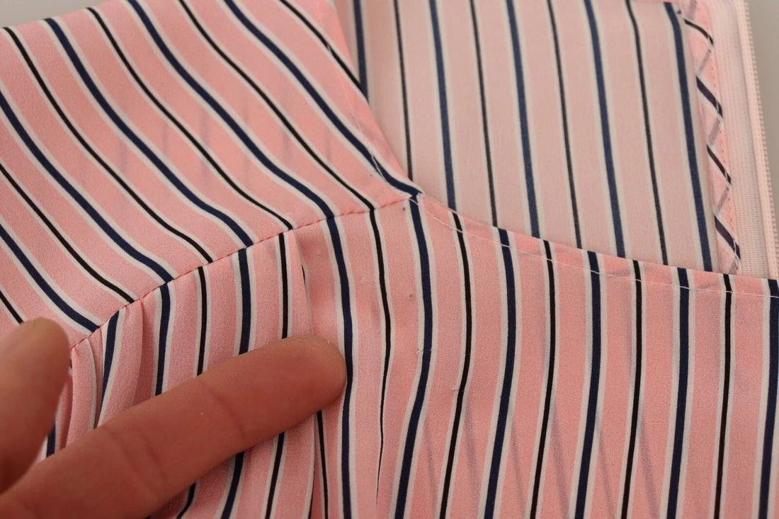 Ermanno Scervino Pink Stripes Long Sleeves Sheath Midi Dress - RIMODA