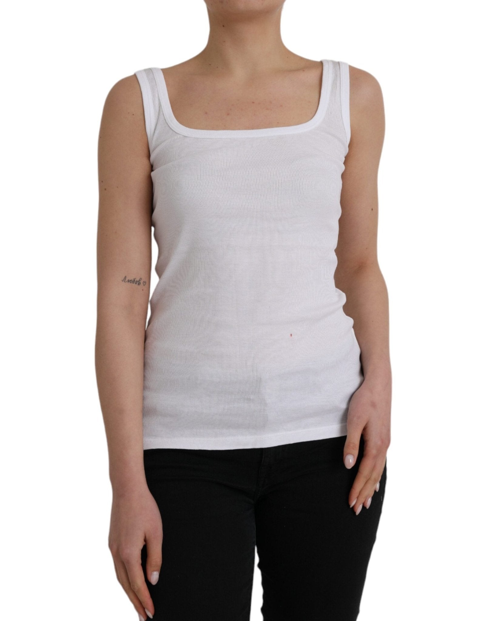 Ermanno Scervino White Cotton Sleevelesss Tank Casual Top - RIMODA