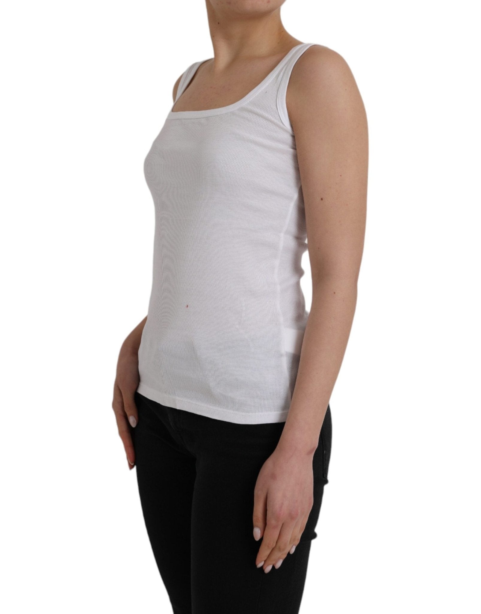 Ermanno Scervino White Cotton Sleevelesss Tank Casual Top - RIMODA