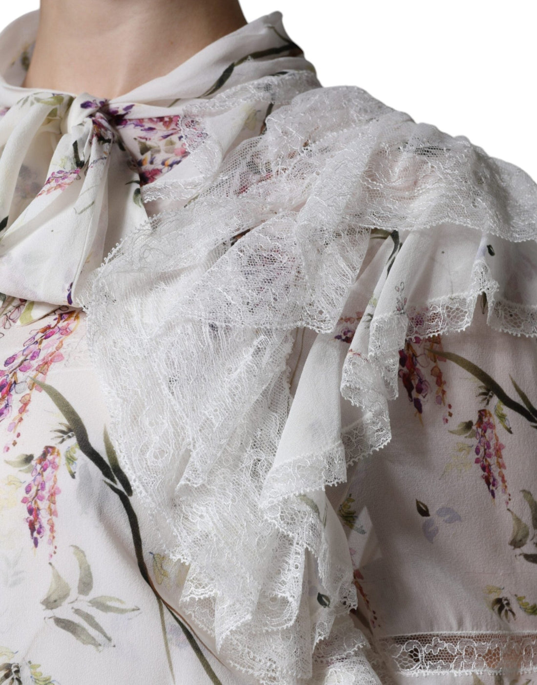 Ermanno Scervino White Floral Ruffles Lace Long Sleeves Maxi Dress - RIMODA