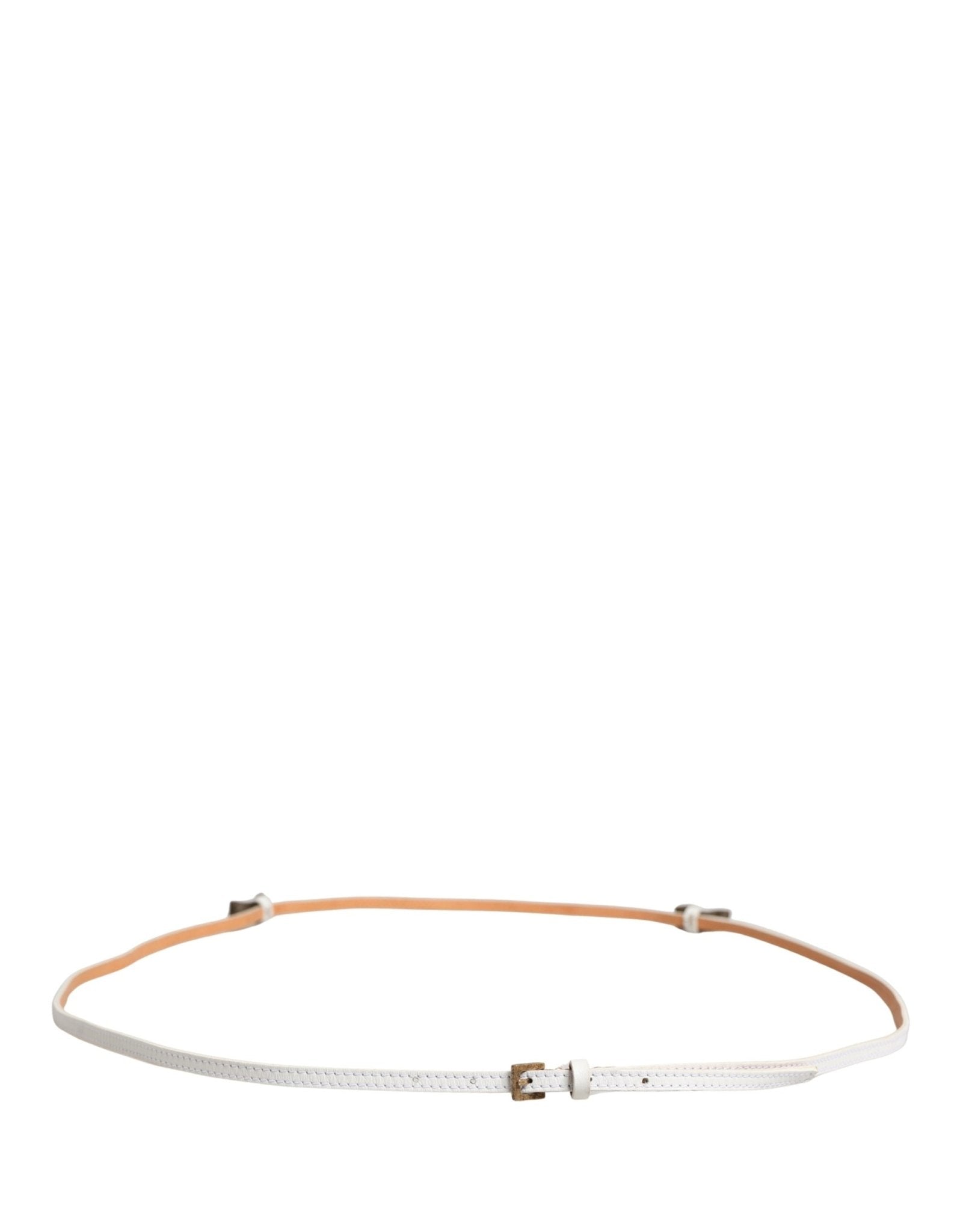Ermanno Scervino White Leather Skinny Gold Metal Buckle Belt - RIMODA