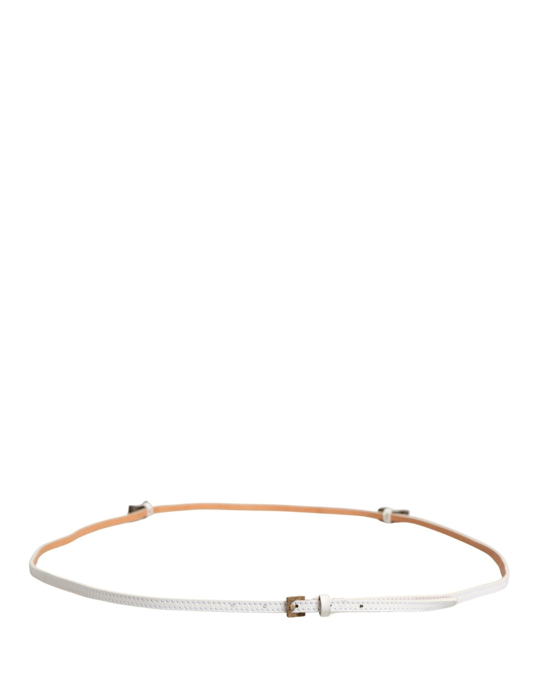 Ermanno Scervino White Leather Skinny Gold Metal Buckle Belt - RIMODA