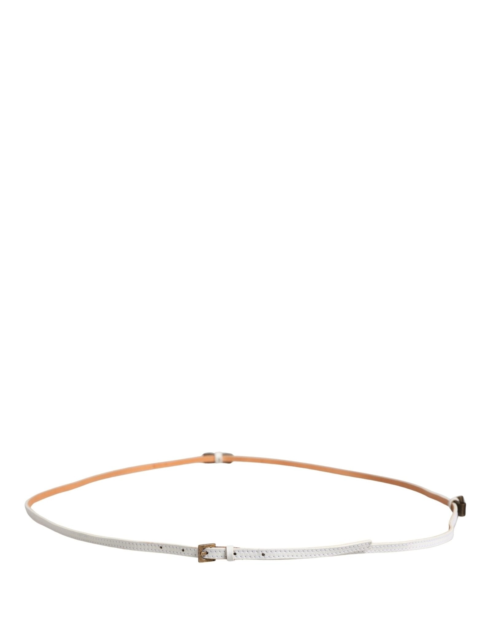 Ermanno Scervino White Leather Skinny Gold Metal Buckle Belt - RIMODA