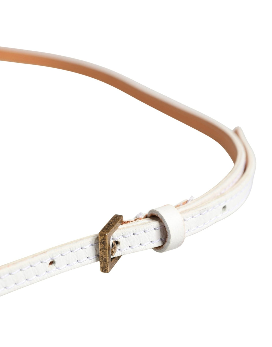 Ermanno Scervino White Leather Skinny Gold Metal Buckle Belt - RIMODA