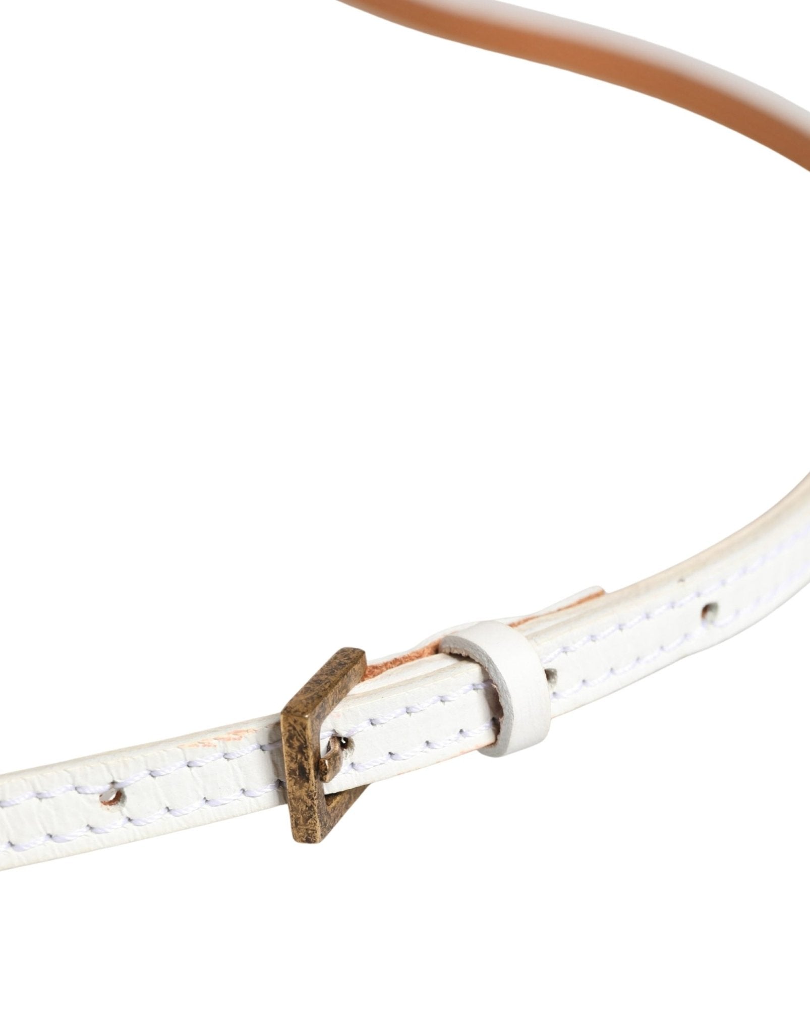 Ermanno Scervino White Leather Skinny Gold Metal Buckle Belt - RIMODA