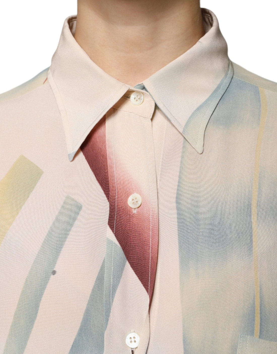 Etro Beige Printed Collared Buttoned Long Sleeves Blouse Top - RIMODA