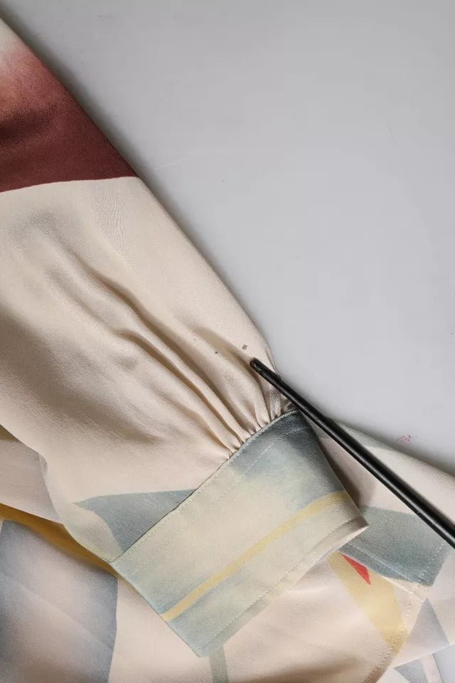 Etro Beige Printed Collared Buttoned Long Sleeves Blouse Top - RIMODA
