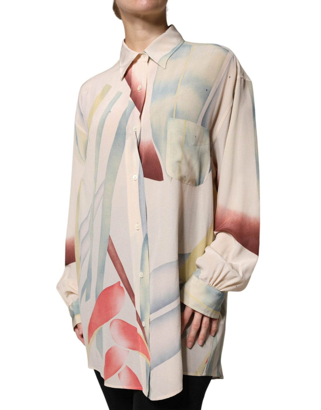 Etro Beige Printed Collared Buttoned Long Sleeves Blouse Top - RIMODA