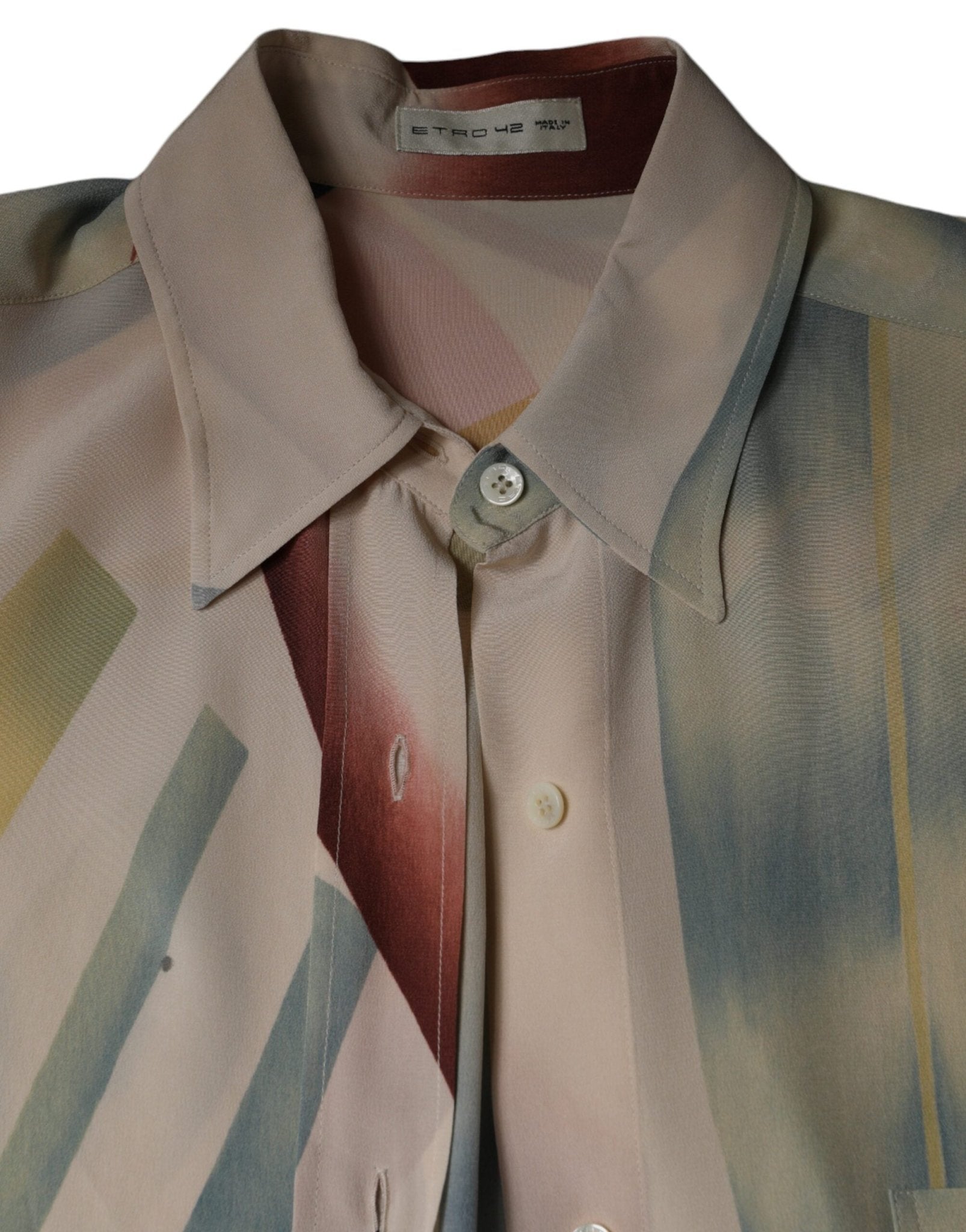 Etro Beige Printed Collared Buttoned Long Sleeves Blouse Top - RIMODA