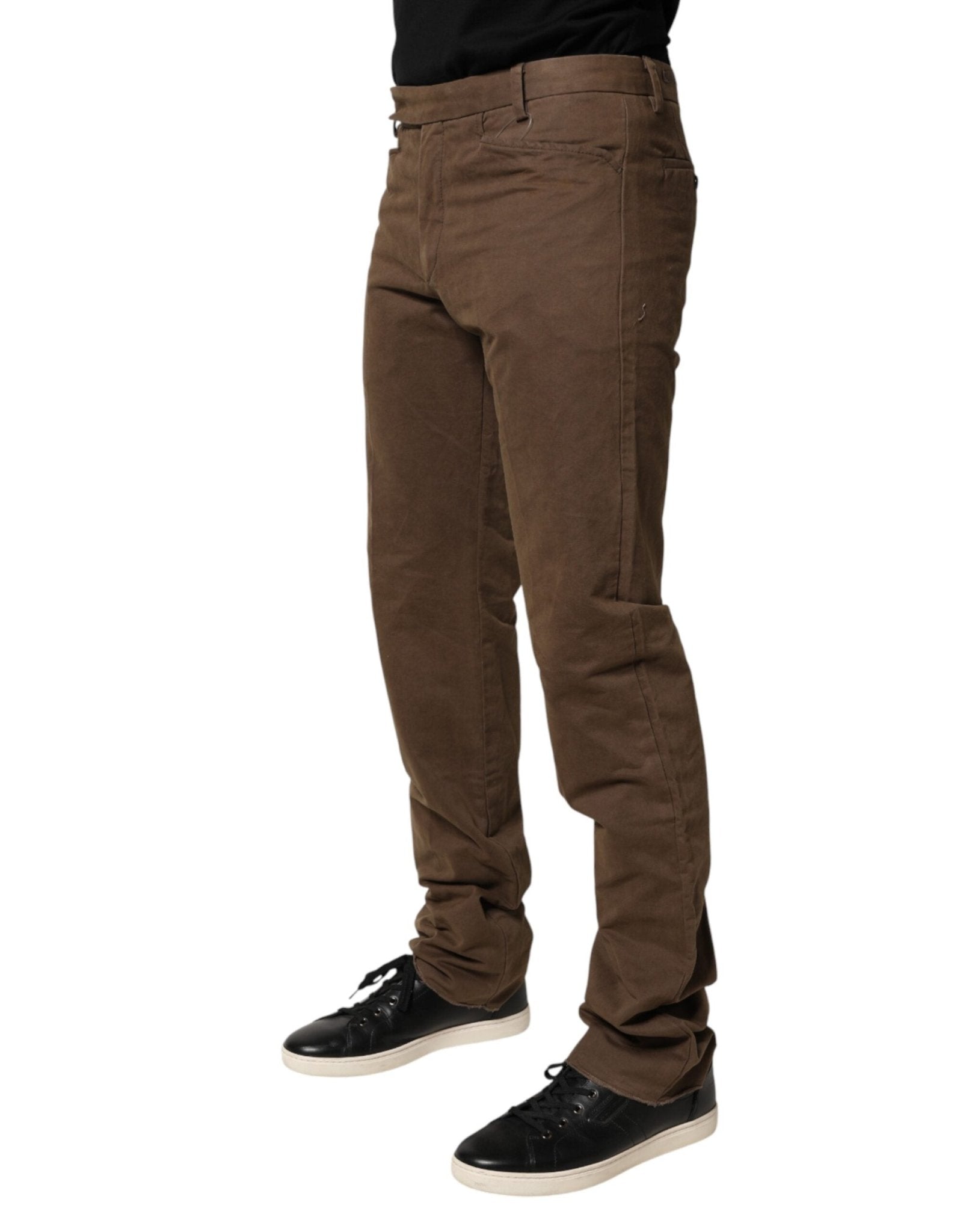 Exte Brown Straight Cut Mid Waist Chino Men Trouser Pants - RIMODA