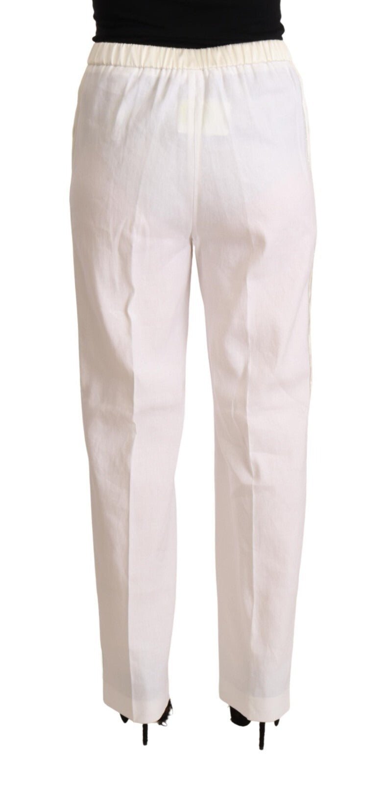 Fabiana Filippi Linen White High Waist Straight Formal Trouser Pants - RIMODA