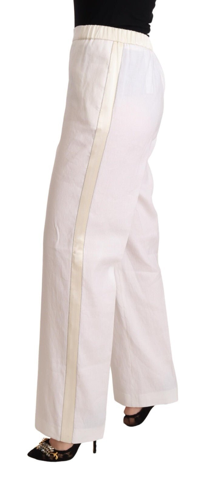Fabiana Filippi Linen White High Waist Straight Formal Trouser Pants - RIMODA