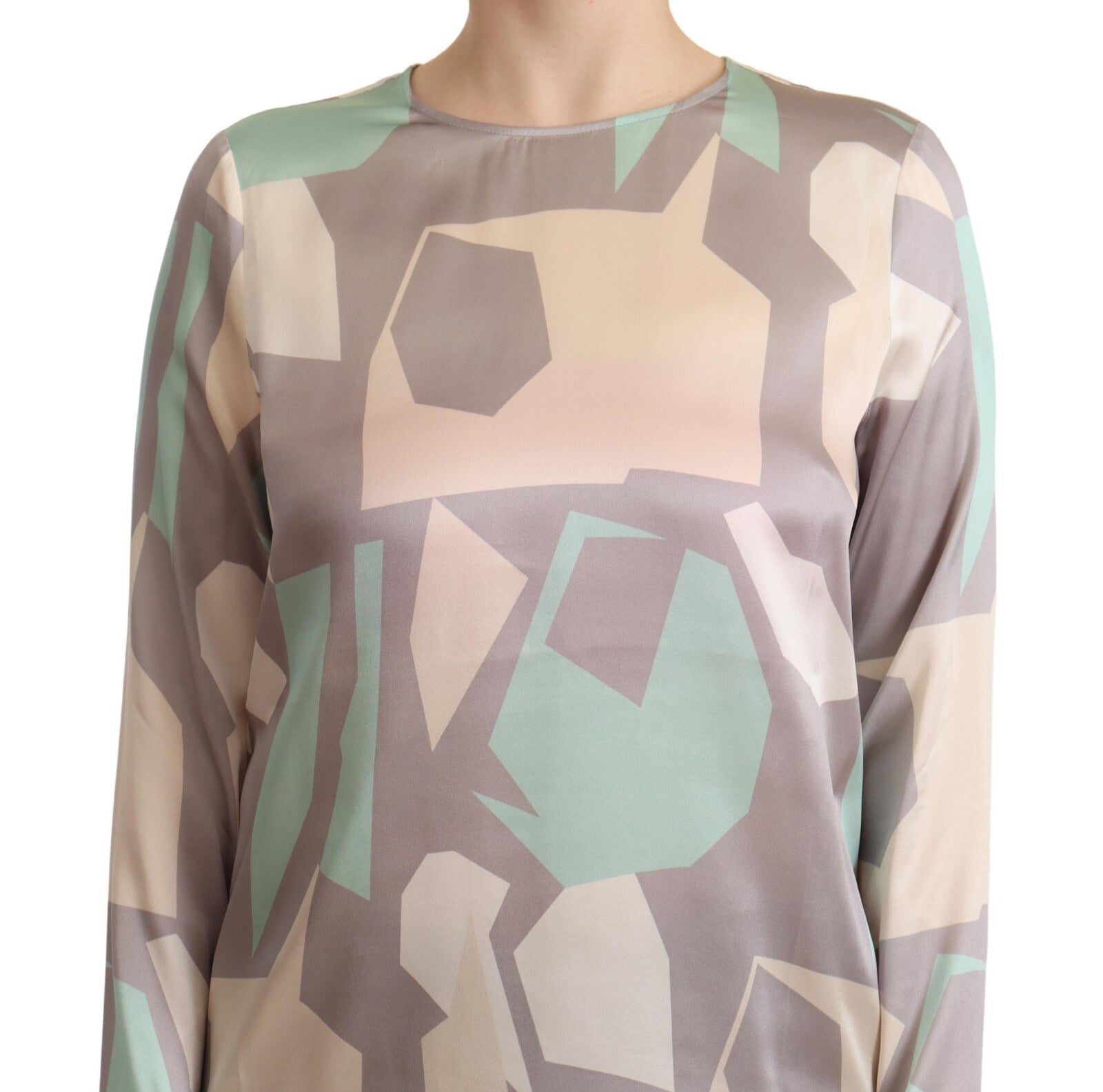 Fabiana Filippi Multicolor Silk Long Sleeves Round Neck Top Blouse - RIMODA