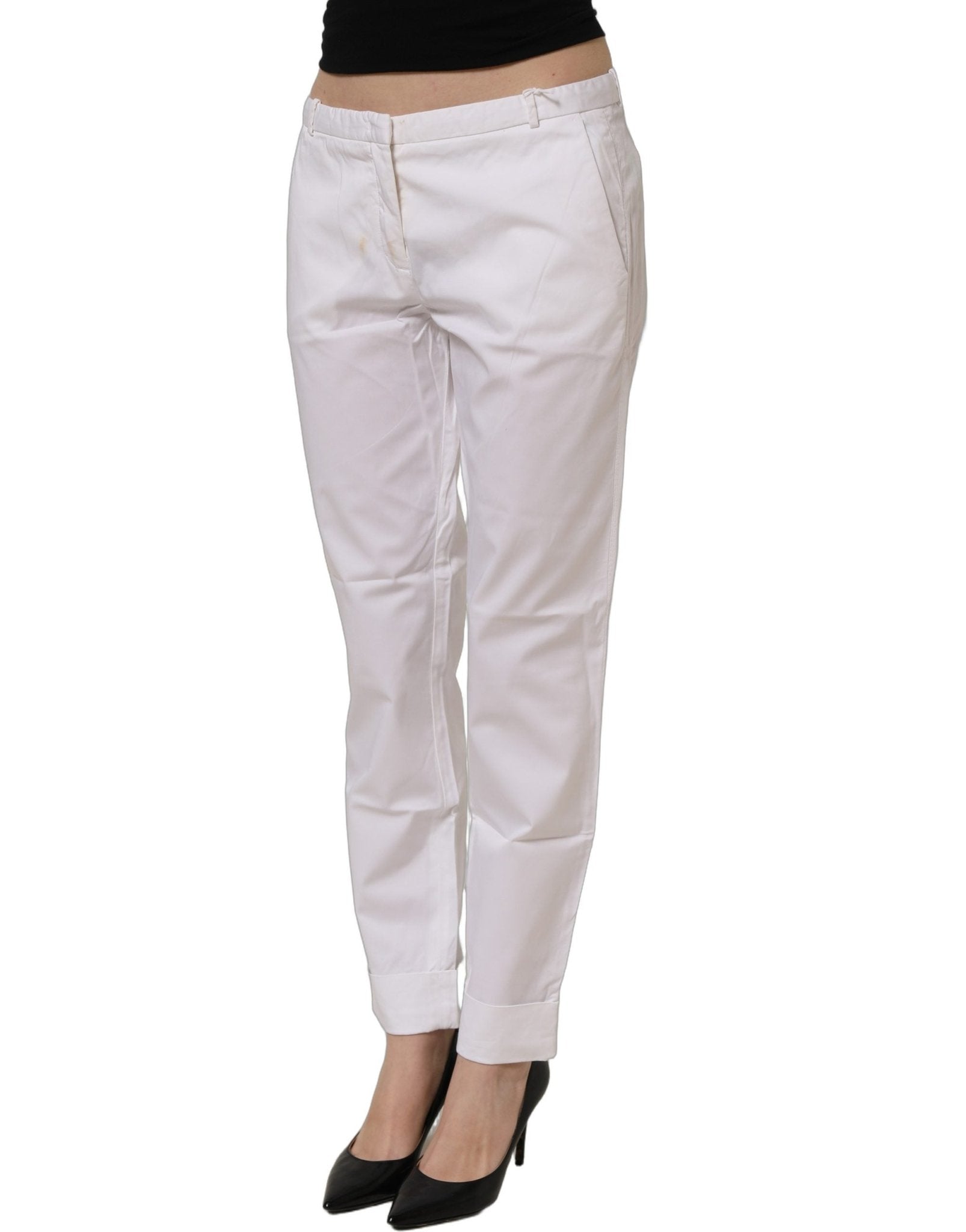 Fabiana Filippi White Low Waist Straight Formal Trouser Pants - RIMODA