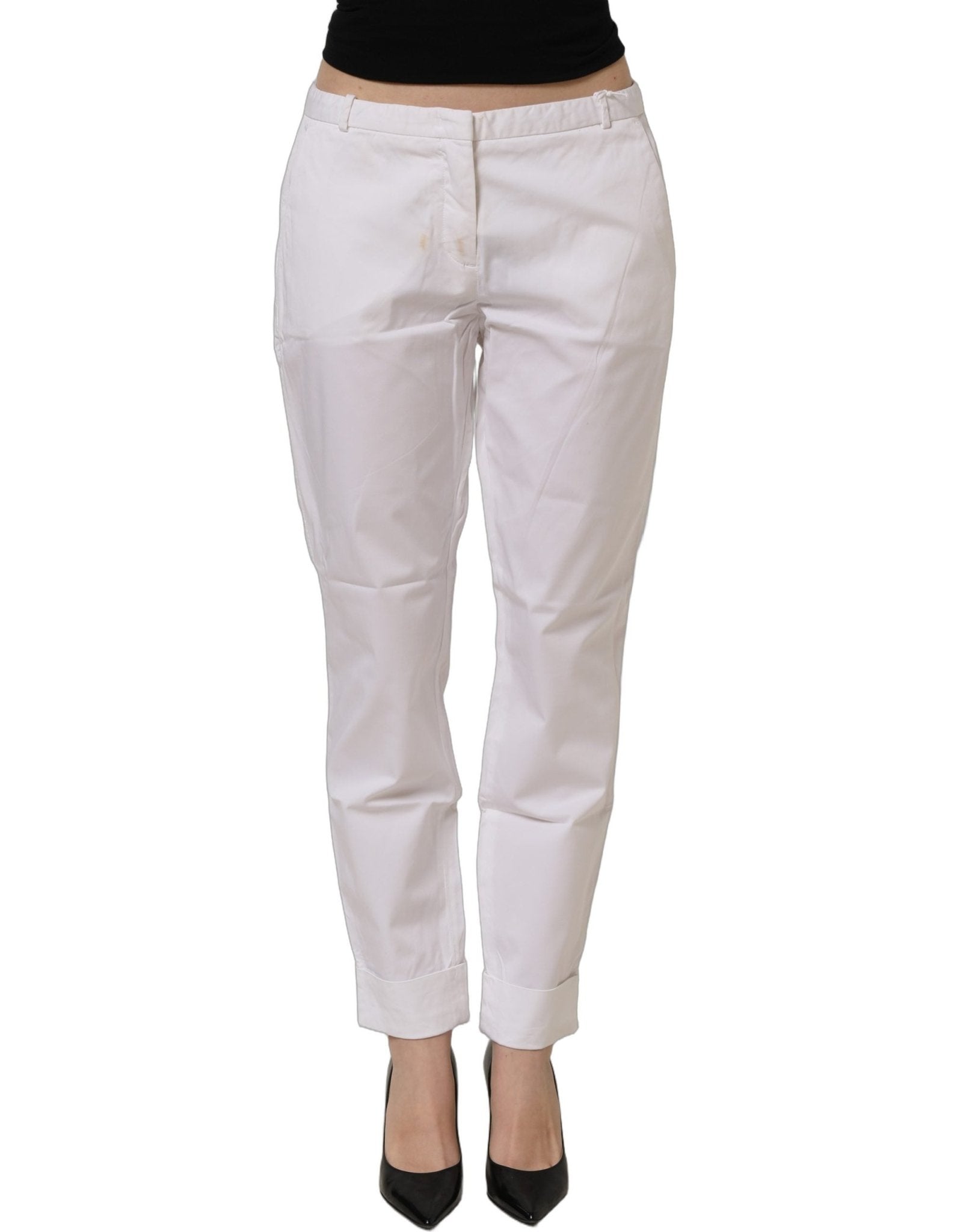 Fabiana Filippi White Low Waist Straight Formal Trouser Pants - RIMODA