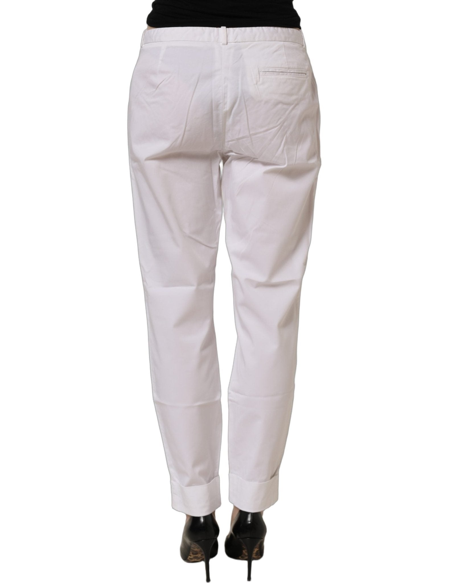 Fabiana Filippi White Low Waist Straight Formal Trouser Pants - RIMODA