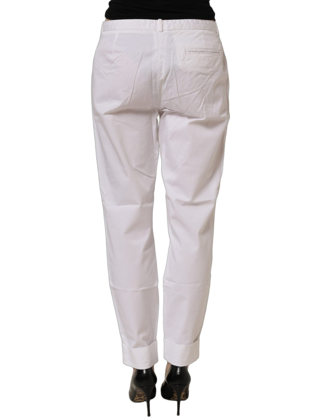 Fabiana Filippi White Low Waist Straight Formal Trouser Pants - RIMODA
