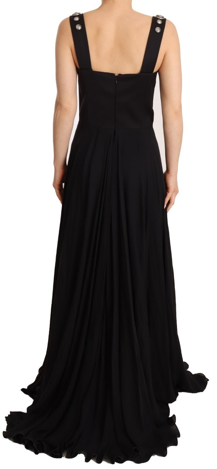 Fausto Puglisi Silk Black Studded Sleeveless A-line Max Dress - RIMODA