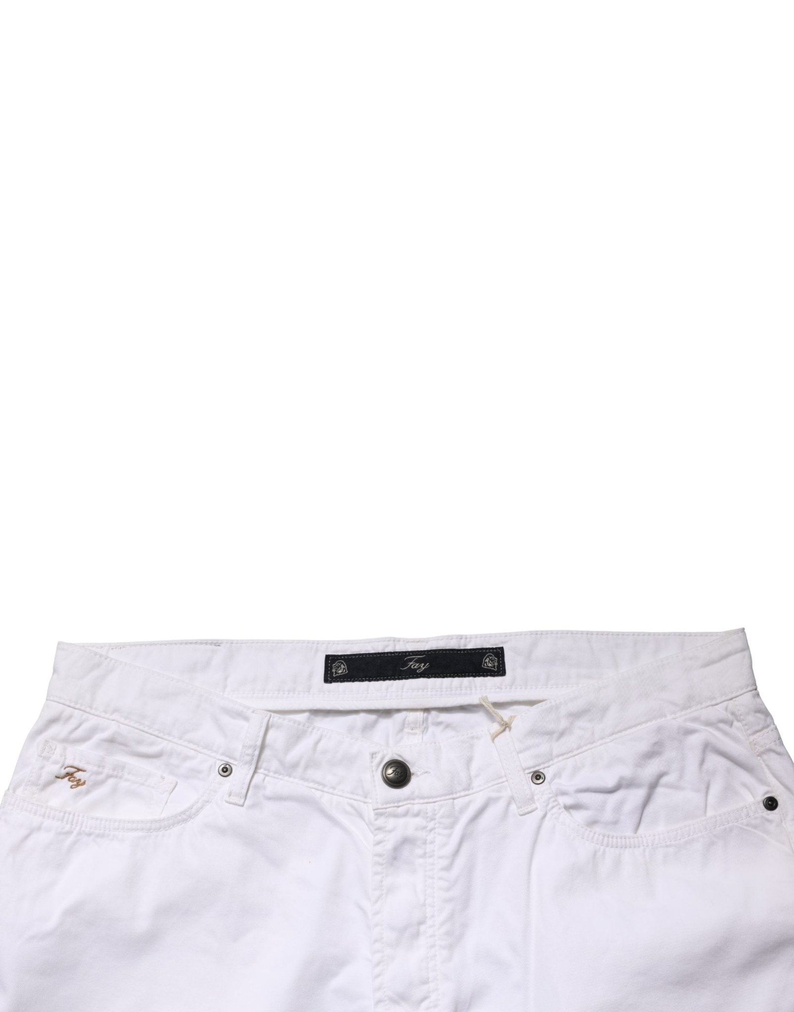 Fay White Cotton Stretch Straight Casual Men Denim Trouser Jeans - RIMODA