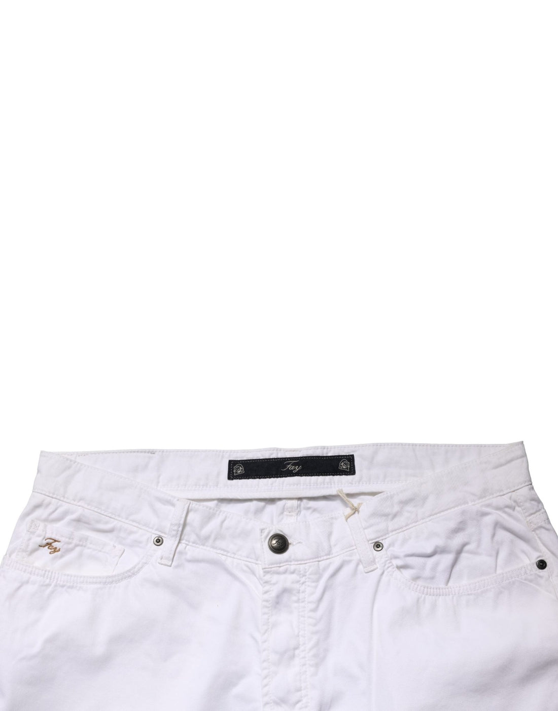 Fay White Cotton Stretch Straight Casual Men Denim Trouser Jeans - RIMODA