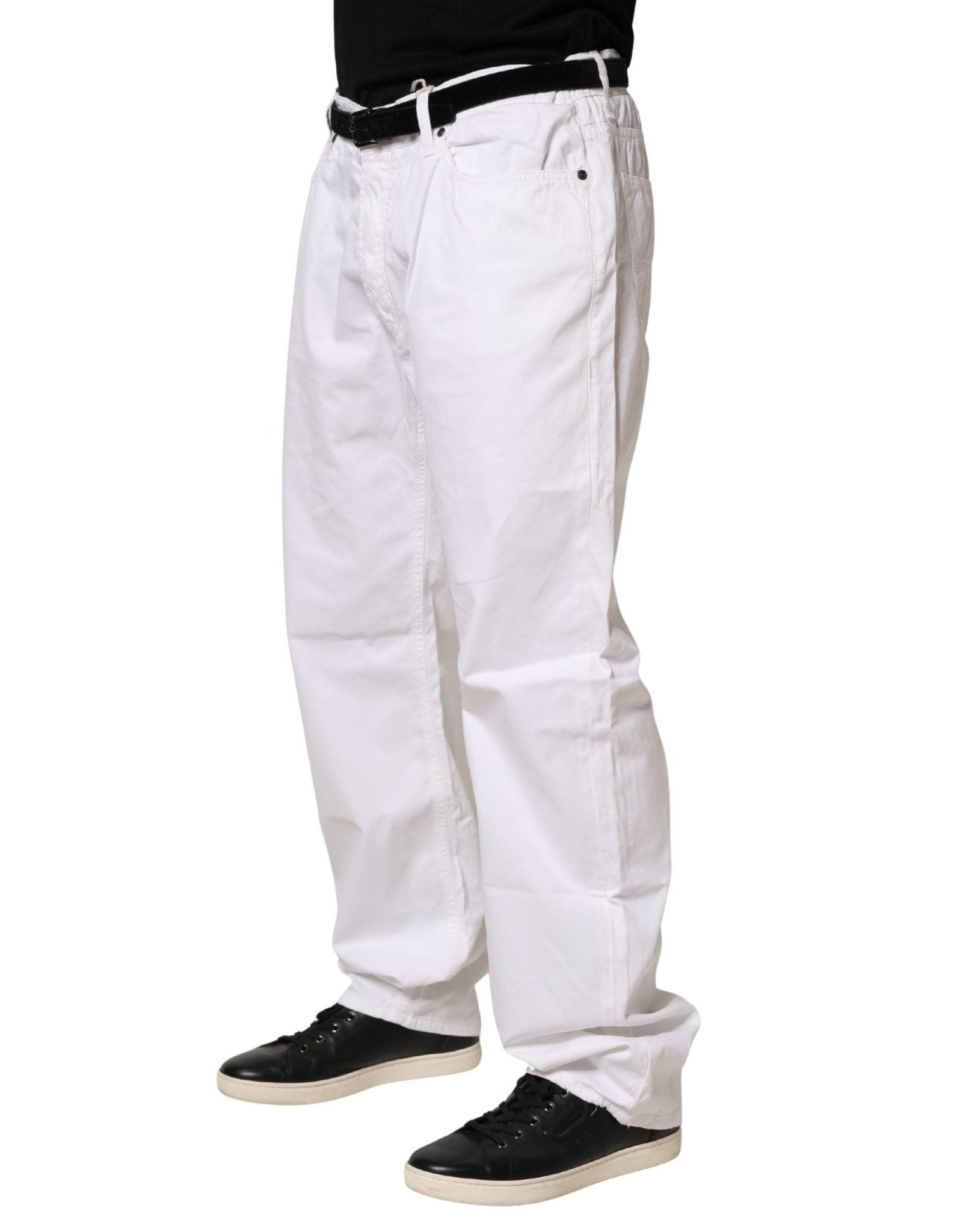Fay White Cotton Stretch Straight Casual Men Denim Trouser Jeans - RIMODA