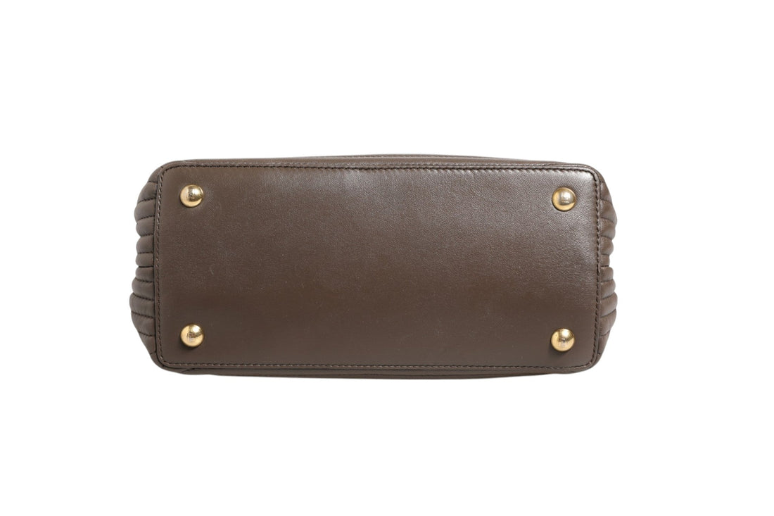 Fendi Brown Quilted Lambskin Leather Dotcom Click Small Shoulder Bag - RIMODA