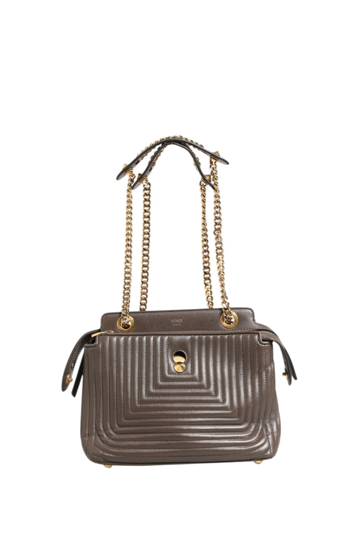 Fendi Brown Quilted Lambskin Leather Dotcom Click Small Shoulder Bag - RIMODA