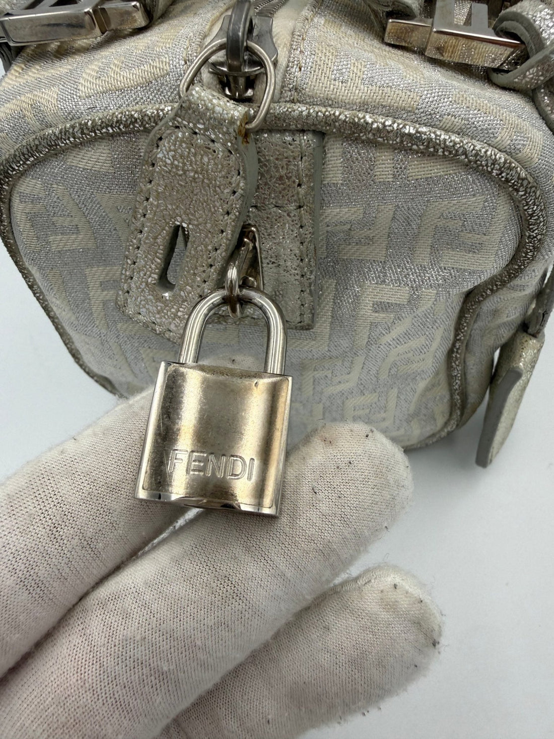 Fendi FENDI Mini Bauletto FF Zucchino Laminated Handbag - RIMODA