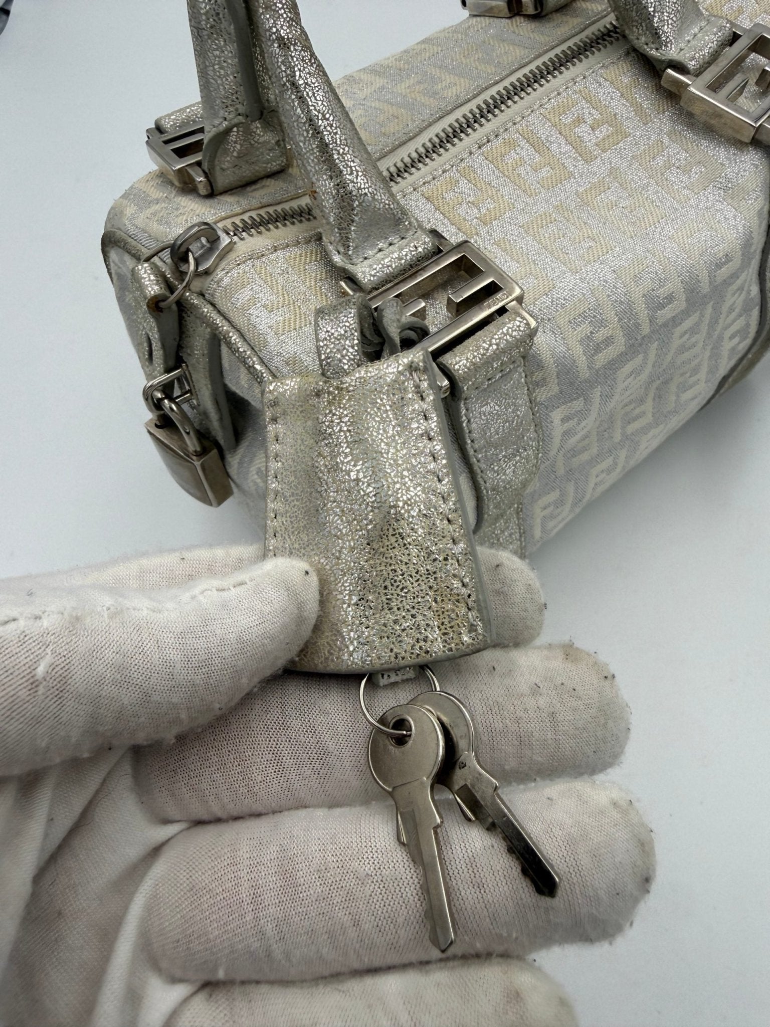Fendi FENDI Mini Bauletto FF Zucchino Laminated Handbag - RIMODA