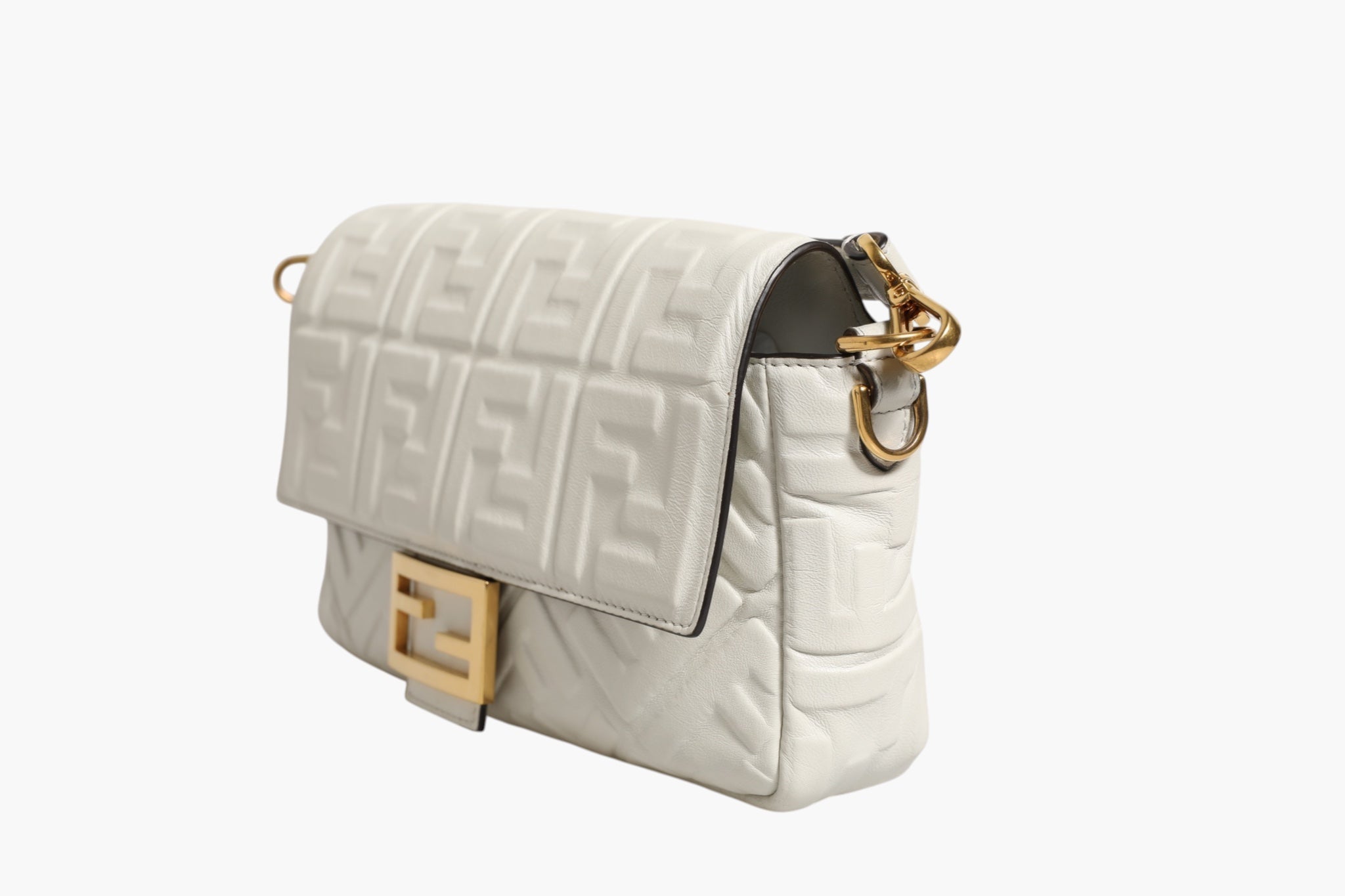 Fendi FF Embossed Baguette Nappa Leather Bag - RIMODA