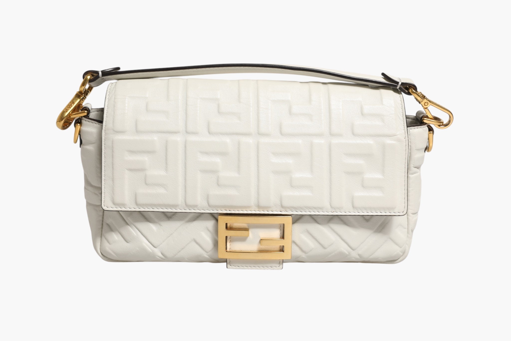 Fendi FF Embossed Baguette Nappa Leather Bag - RIMODA