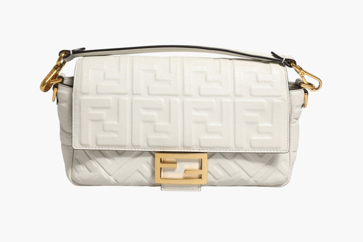 Fendi FF Embossed Baguette Nappa Leather Bag - RIMODA
