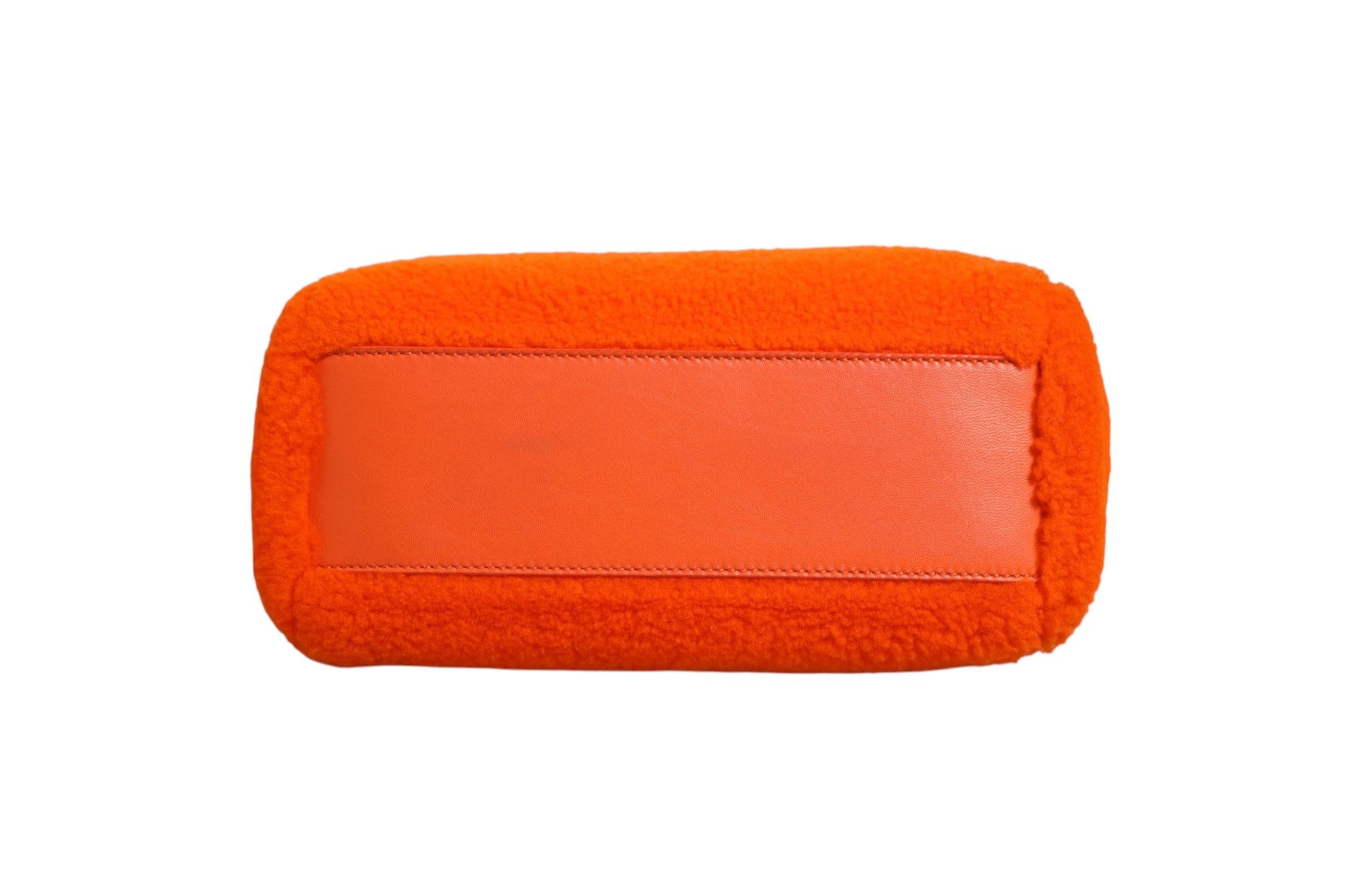 Fendi Orange Leather and Shearling Mini Peekaboo Top Handle Bag - RIMODA