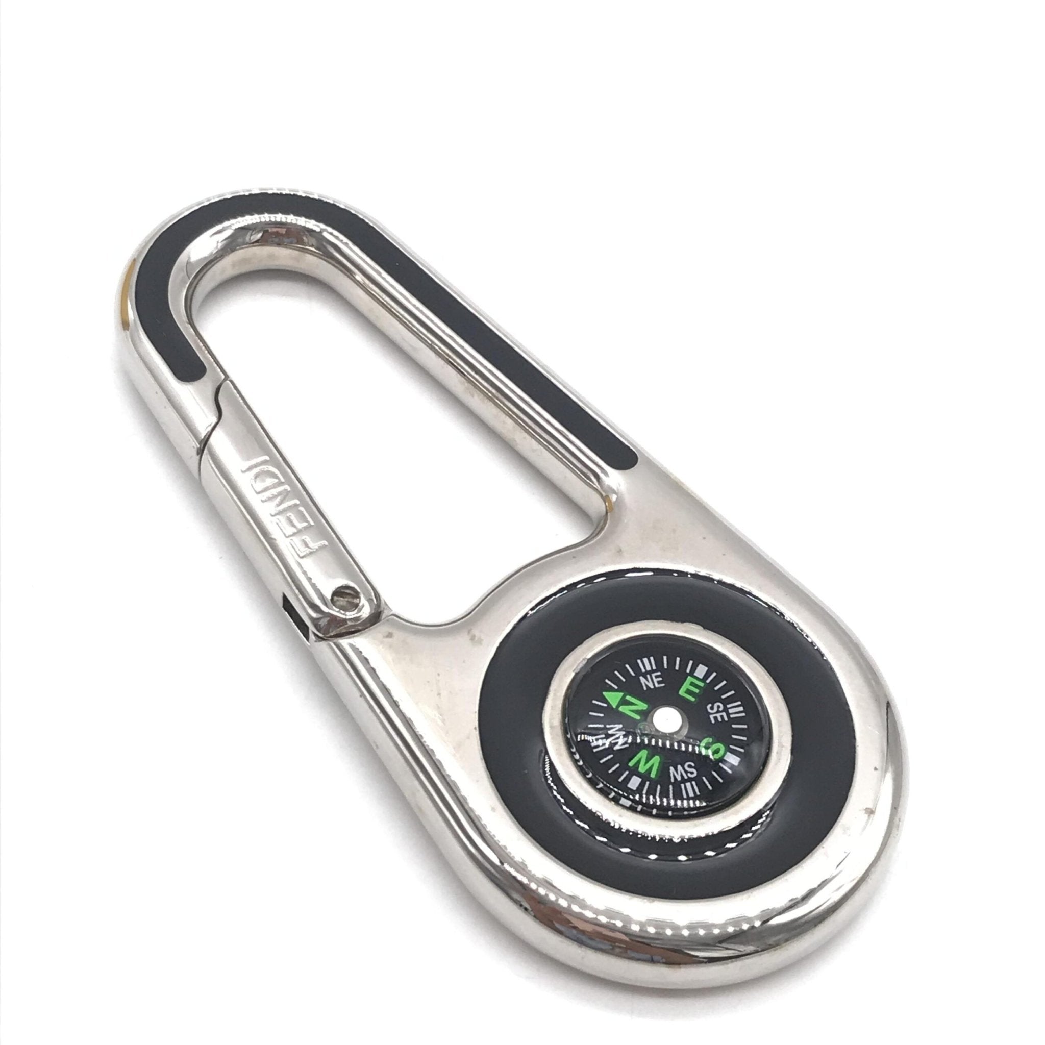 Fendi Silver Metal Compass Charm Keychain - RIMODA