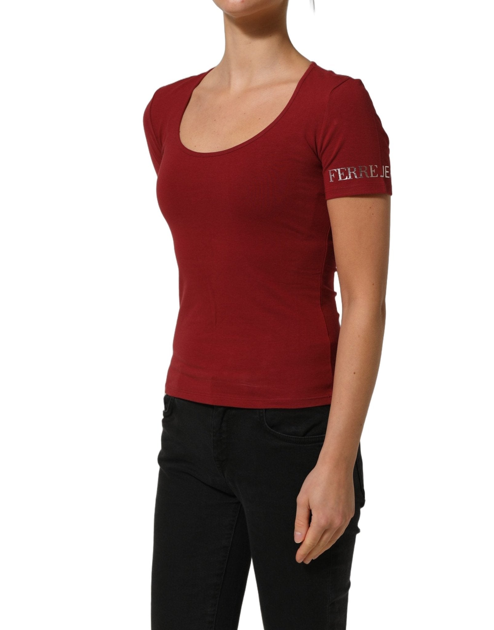 Ferre Black Wool Knit Deep V-Neck Long Sleeves Top - RIMODA