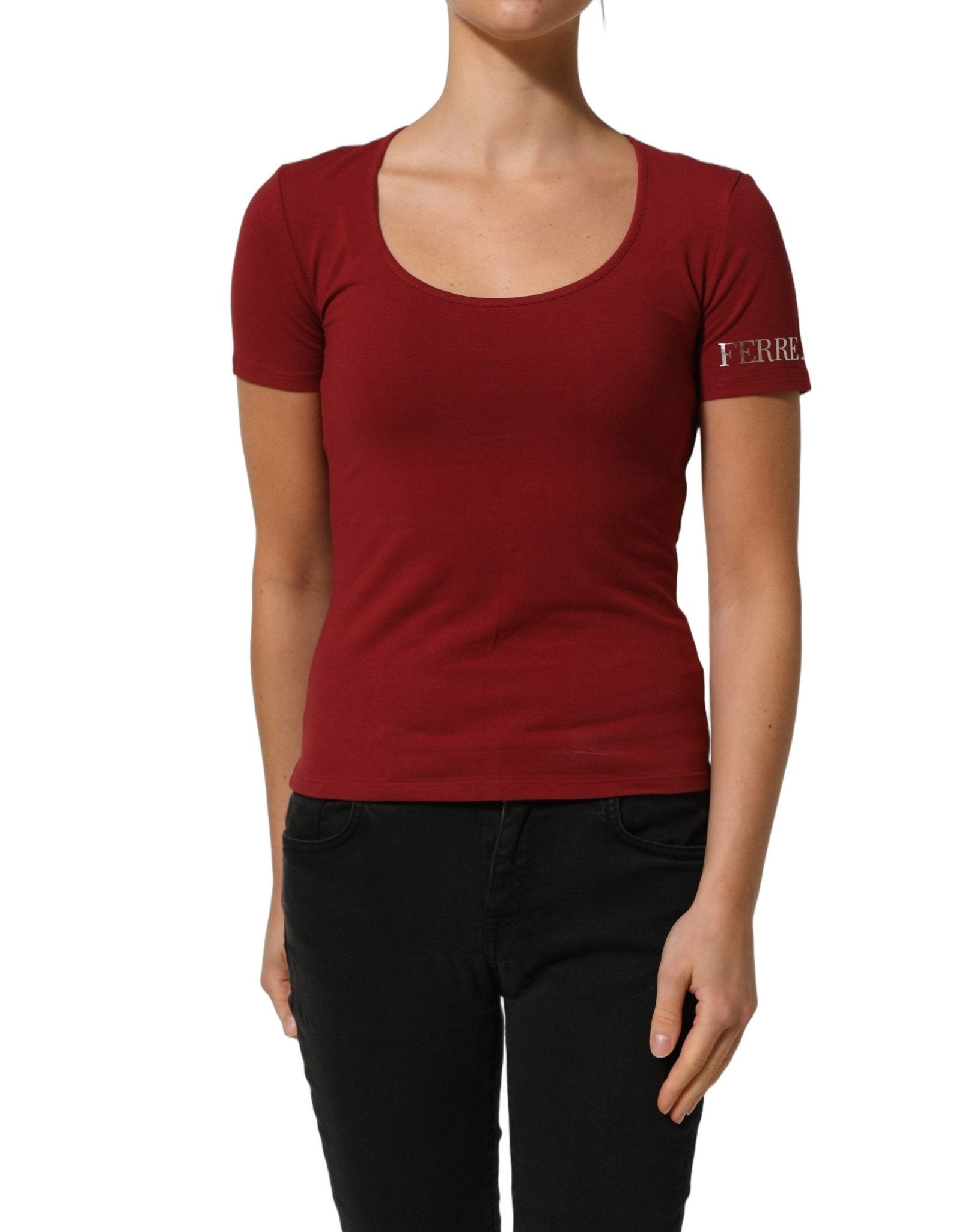 Ferre Black Wool Knit Deep V-Neck Long Sleeves Top - RIMODA