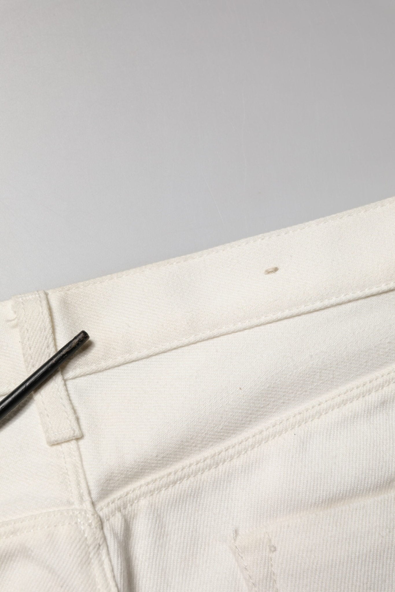 Fortela White Cotton Straight Denim Mid Waist Trouser Jeans - RIMODA