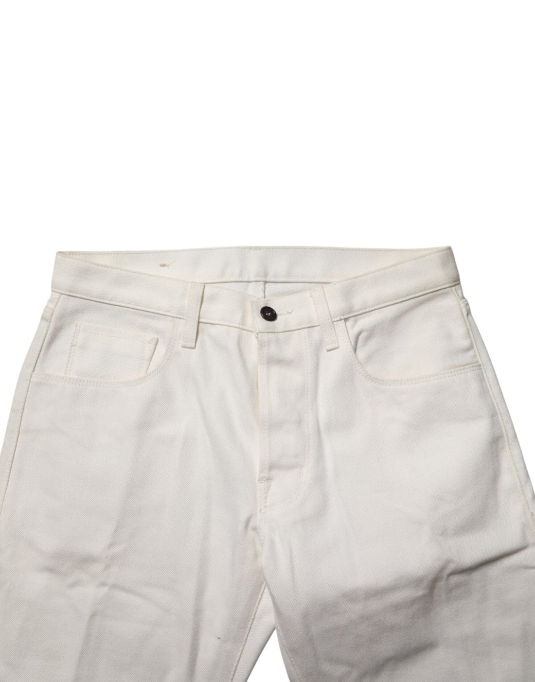 Fortela White Cotton Straight Denim Mid Waist Trouser Jeans - RIMODA