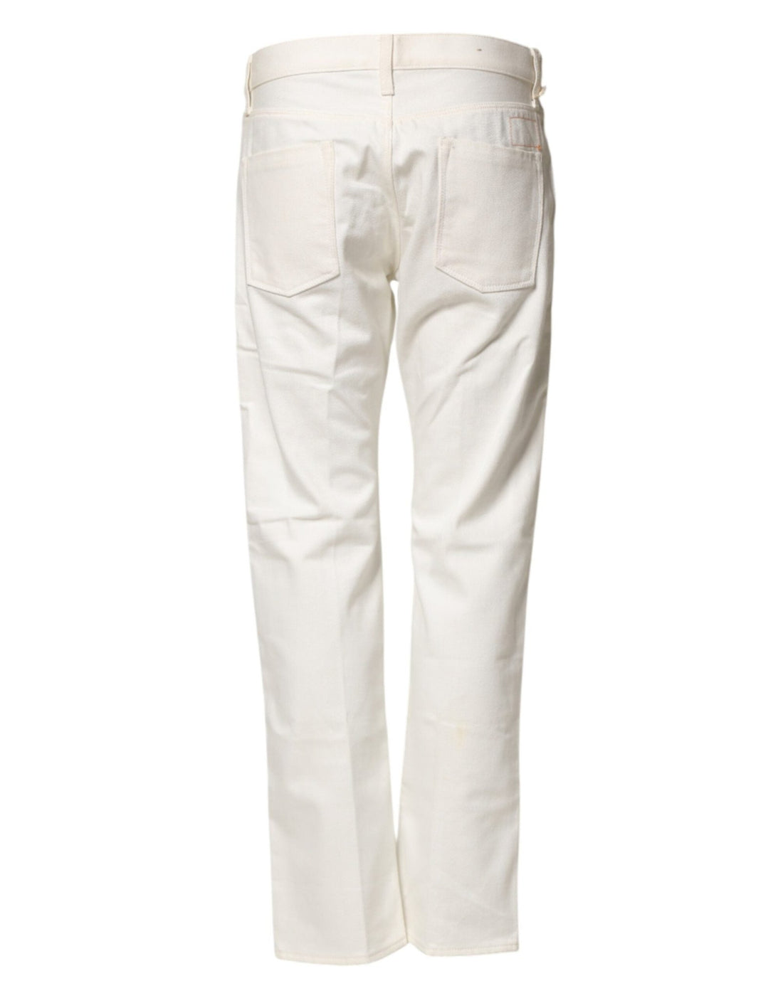 Fortela White Cotton Straight Denim Mid Waist Trouser Jeans - RIMODA