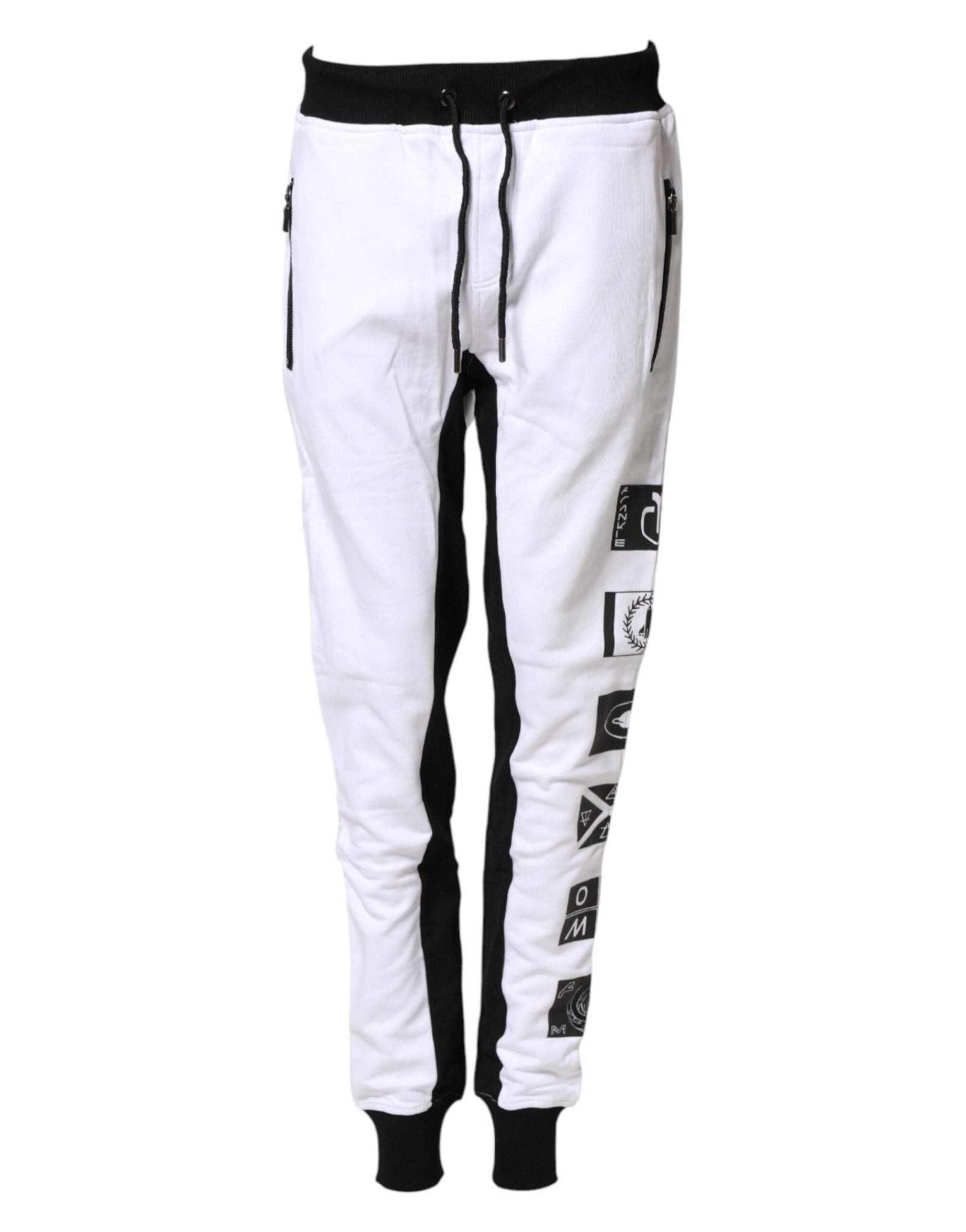 Frankie Morello Black White Skinny Jogger Sweatpants Pants - RIMODA