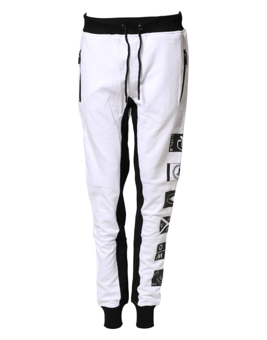 Frankie Morello Black White Skinny Jogger Sweatpants Pants - RIMODA