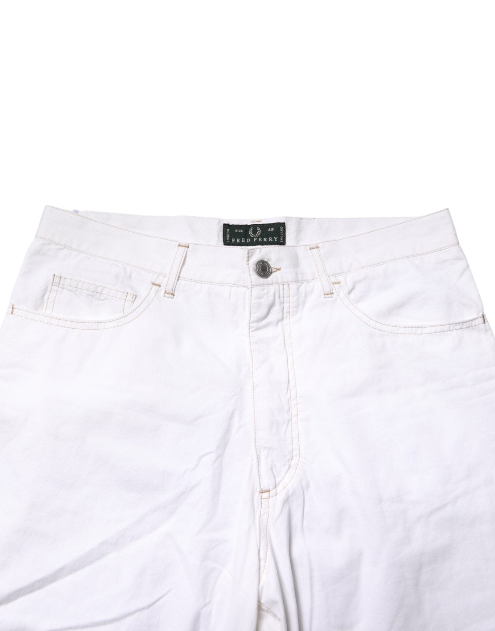 Fred Perry White Cotton Mid Waist Straight Men Denim Jeans - RIMODA