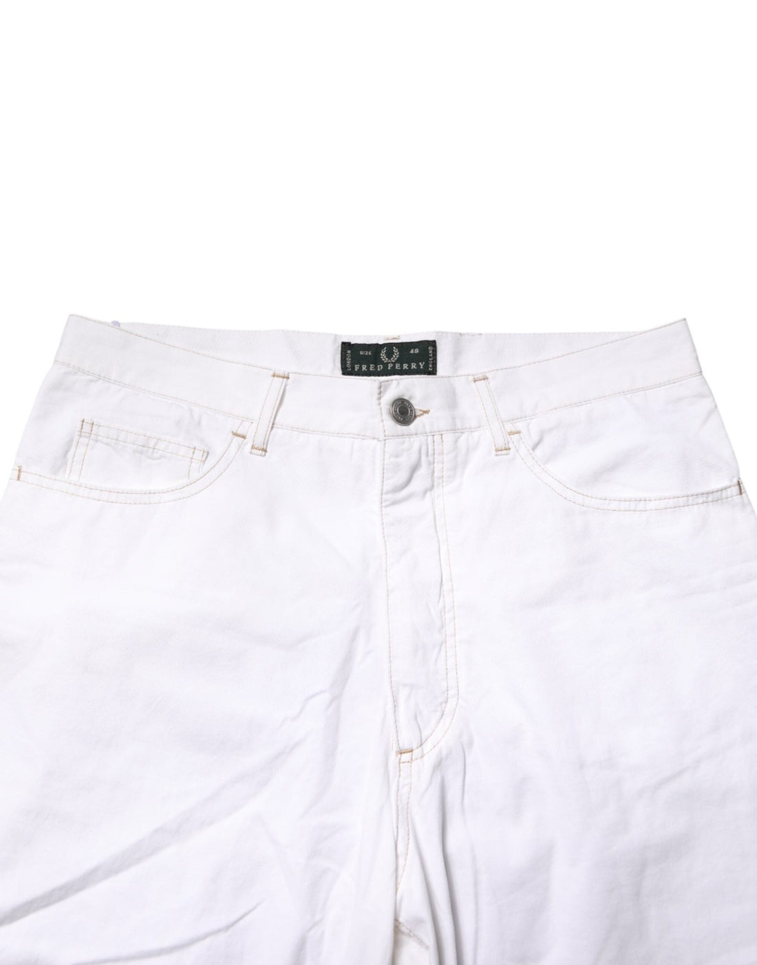 Fred Perry White Cotton Mid Waist Straight Men Denim Jeans - RIMODA