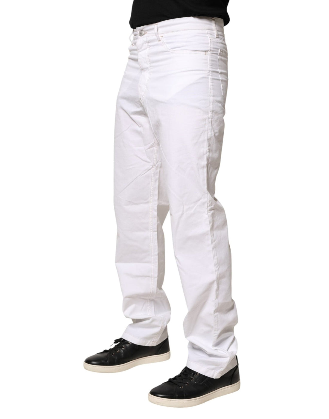 Fred Perry White Cotton Mid Waist Straight Men Denim Jeans - RIMODA