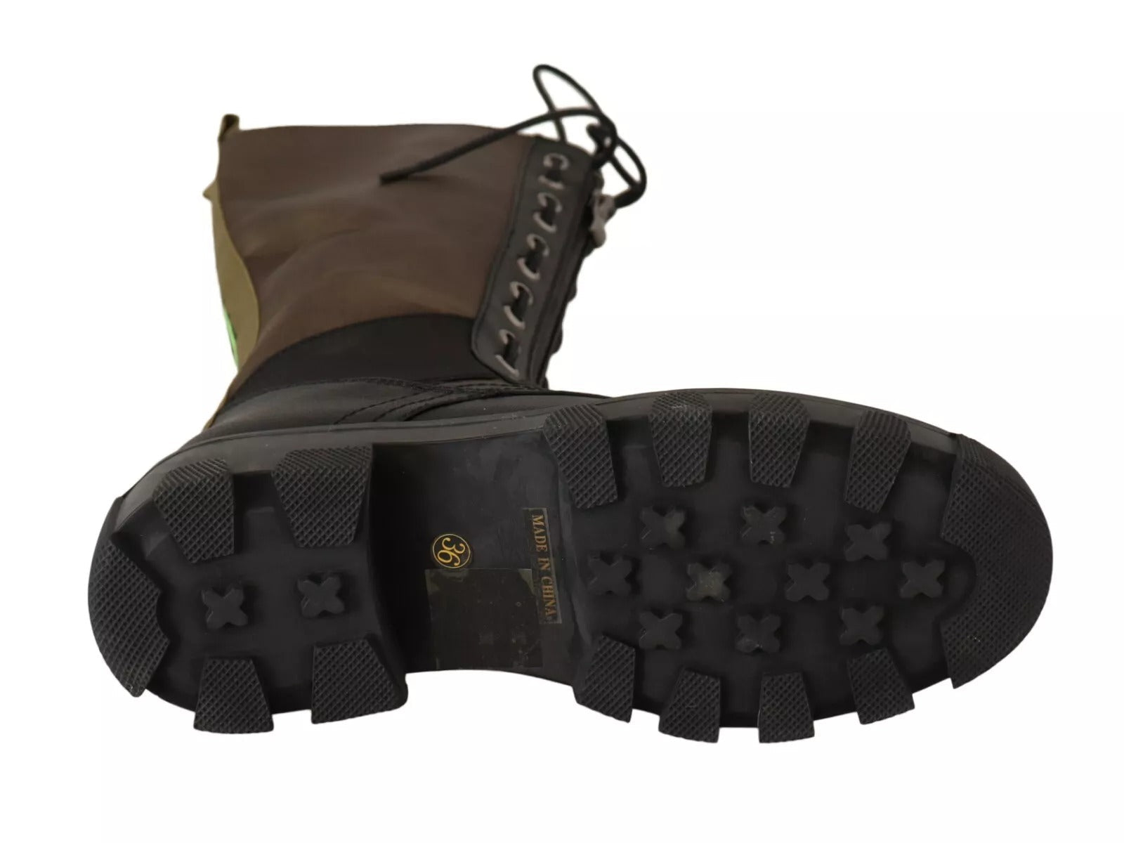 Gaelle Black Green High Combat Boots Lace Up Military Shoes - RIMODA