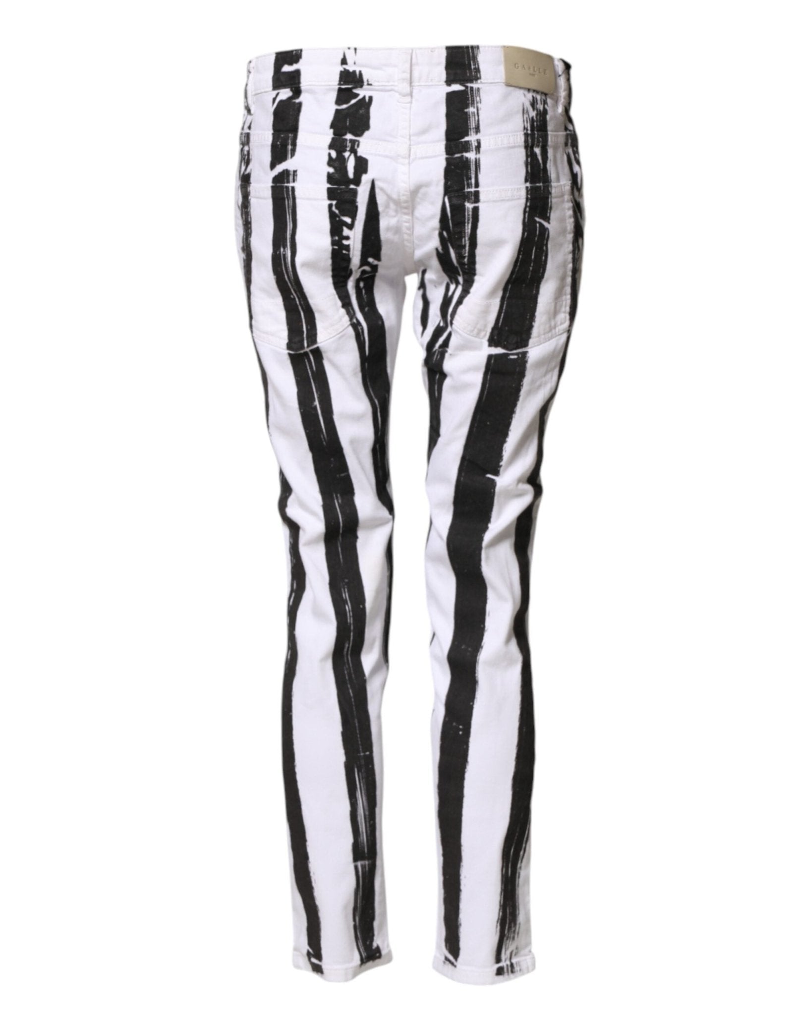 Gaelle Paris Black White Stripes Mid Waist Cropped Capri Jeans - RIMODA