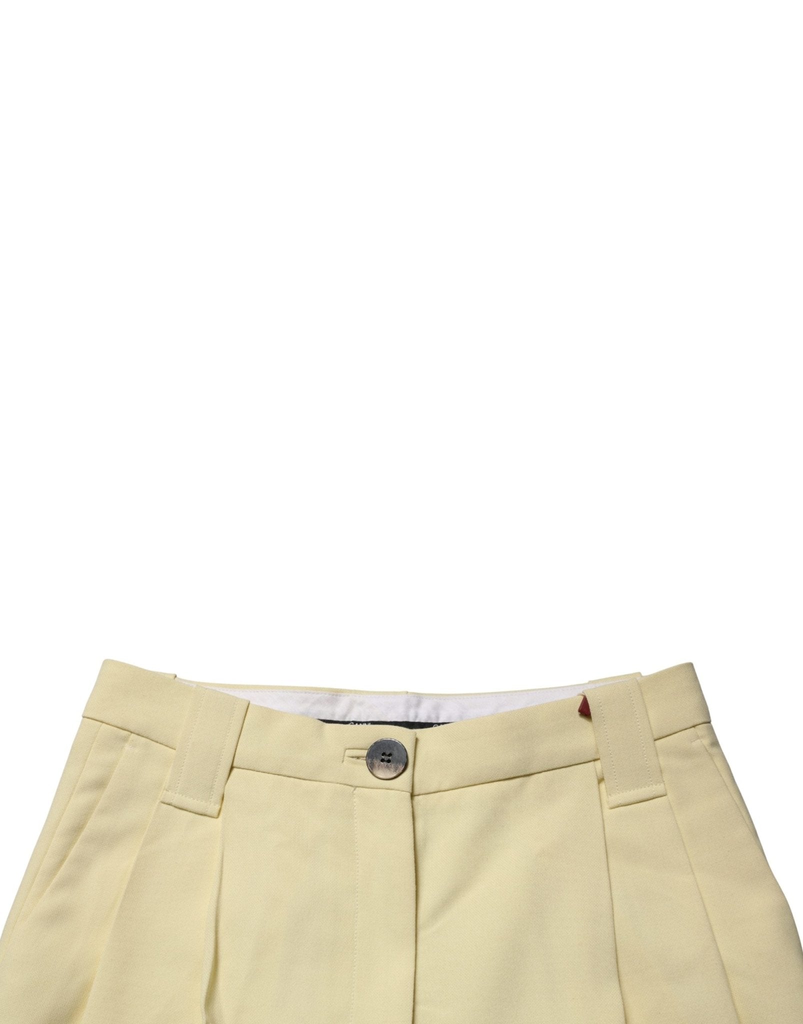 Ganni Yellow High Waisted Straight Pleated Trouser Pants - RIMODA